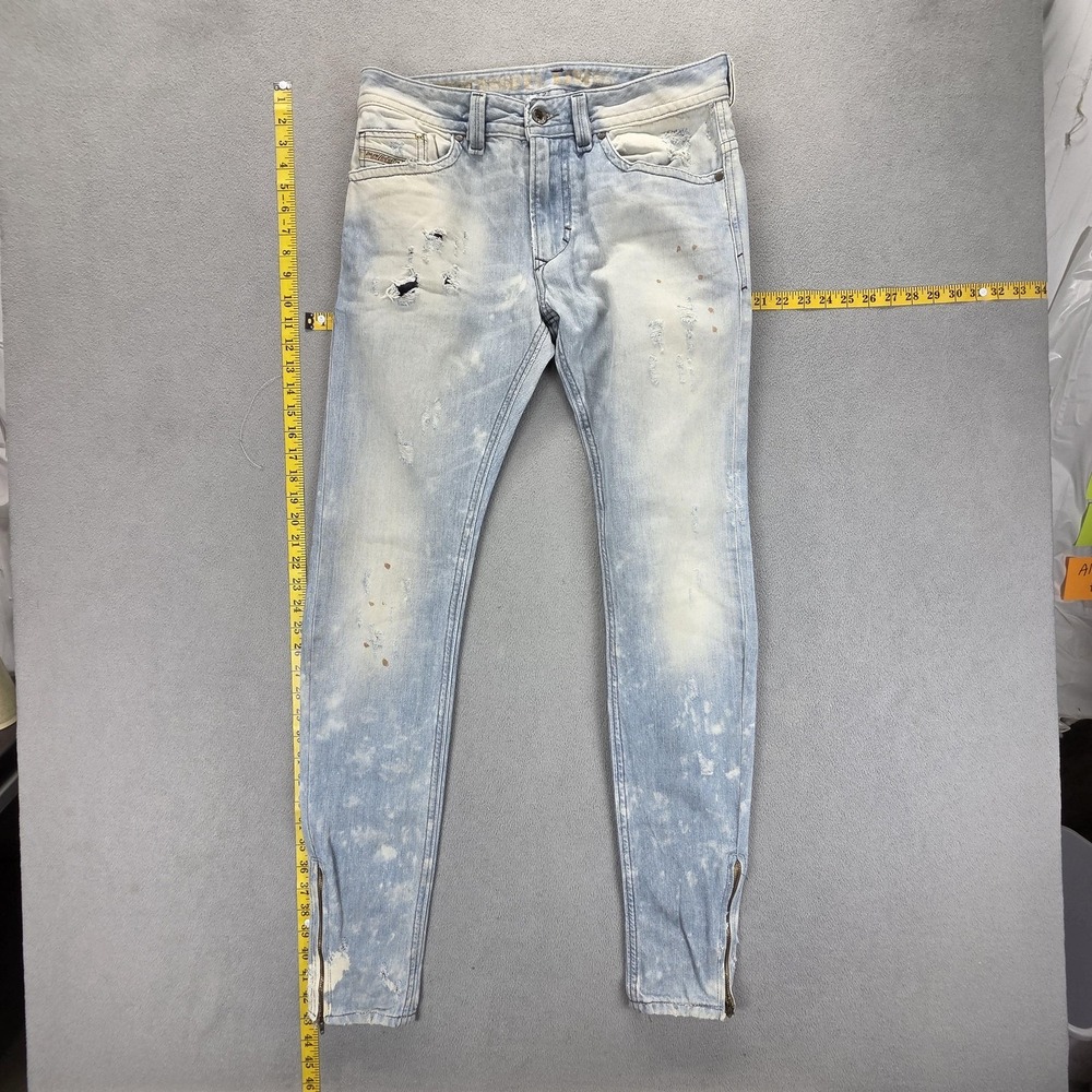 Diesel Jeans Mens 30x32 Blue Thavar Slim Skinny Thrashed Made In Italy 0880M
